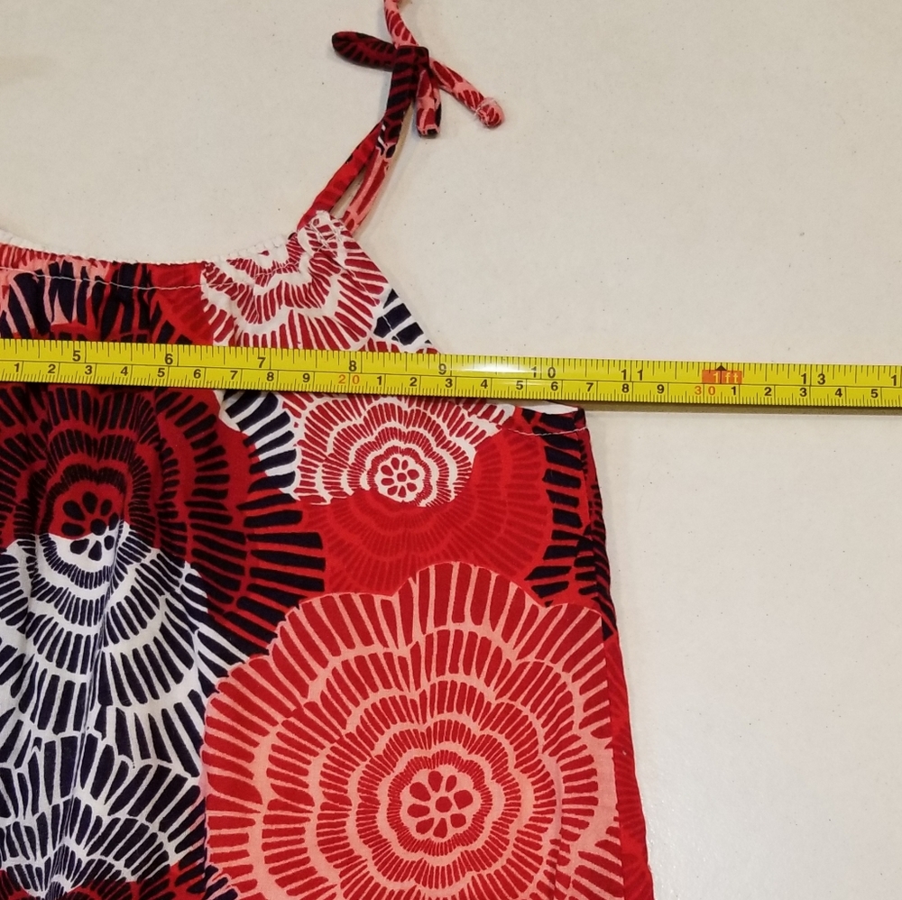 Old Navy Red Floral Ruffle Hem Spaghetti Strap Tank Dress 4T - Picture 8 of 8